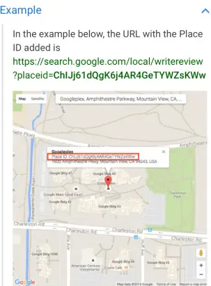 Google Review link Example screen shot 