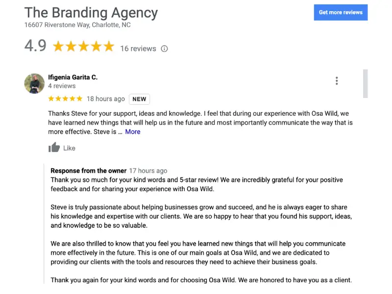 The Branding Agency Google Review Osa Wild