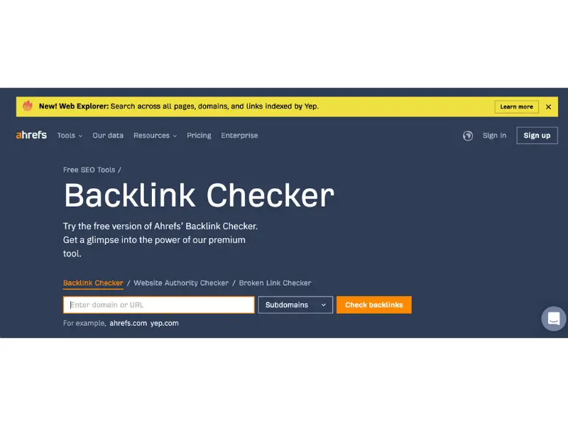Ahrefs free backlink checker