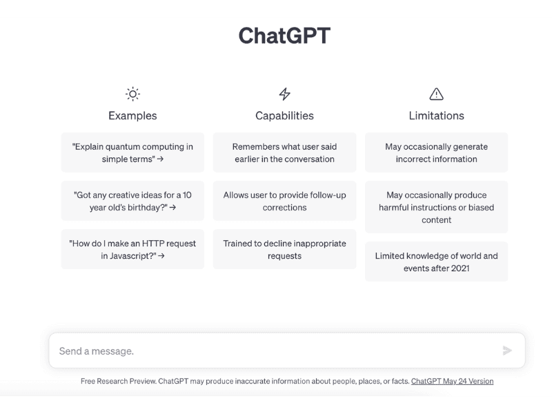 ChatGPT home page screenshot