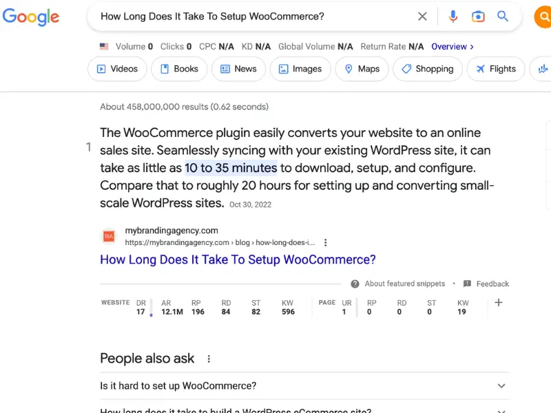 How long does it take to set up WooCommerce featured snippet