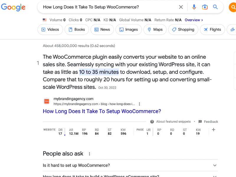 How long does it take to set up WooCommerce featured snippet