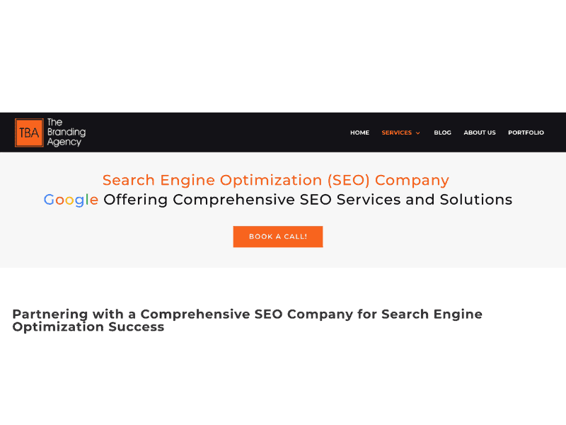 The Branding Agency's SEO Services Landing page image