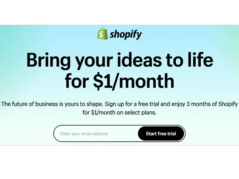 Shopify Promo for $1:month