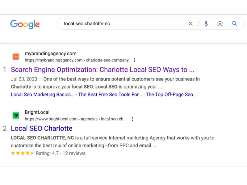 #1 ranking for local SEO Charlotte