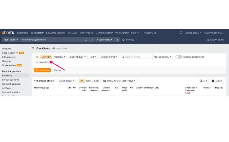 Ahrefs DoFollow Backlinks site explorere
