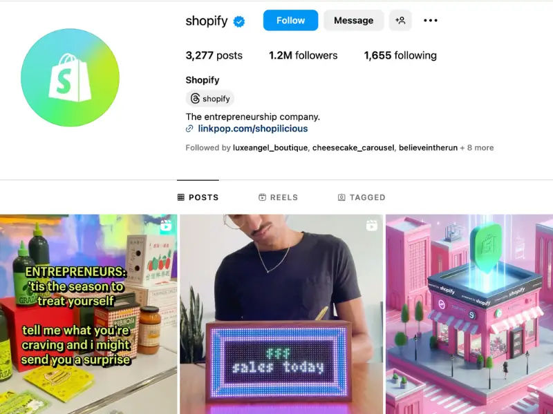 Shopify Instagram Profile
