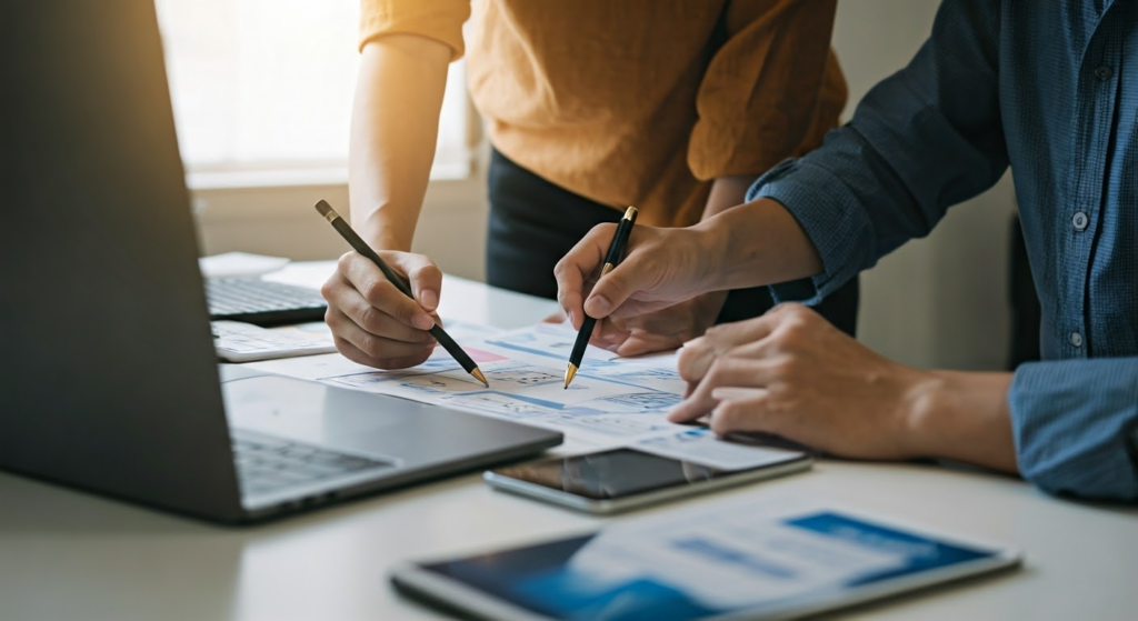 Designers creating a modern website