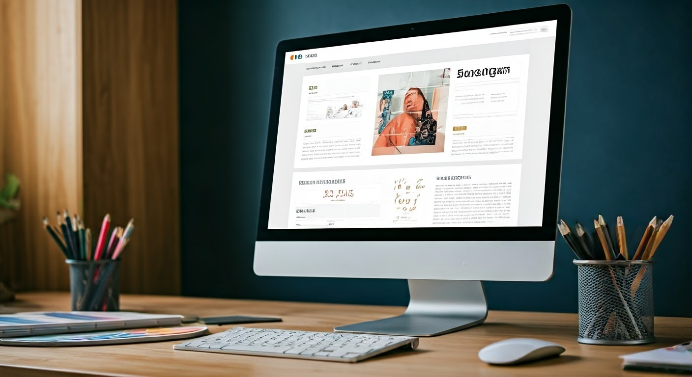 Modern website design on screen