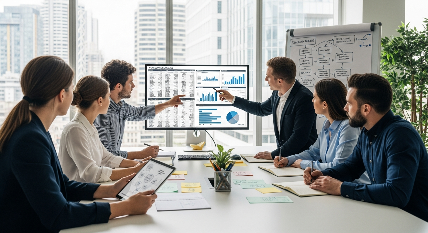 marketers discussing SEO strategies