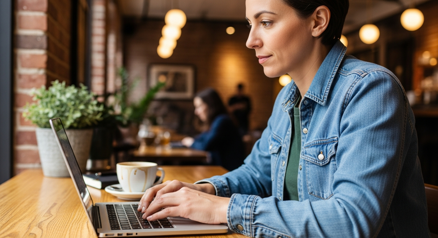 Freelancer working in cafe