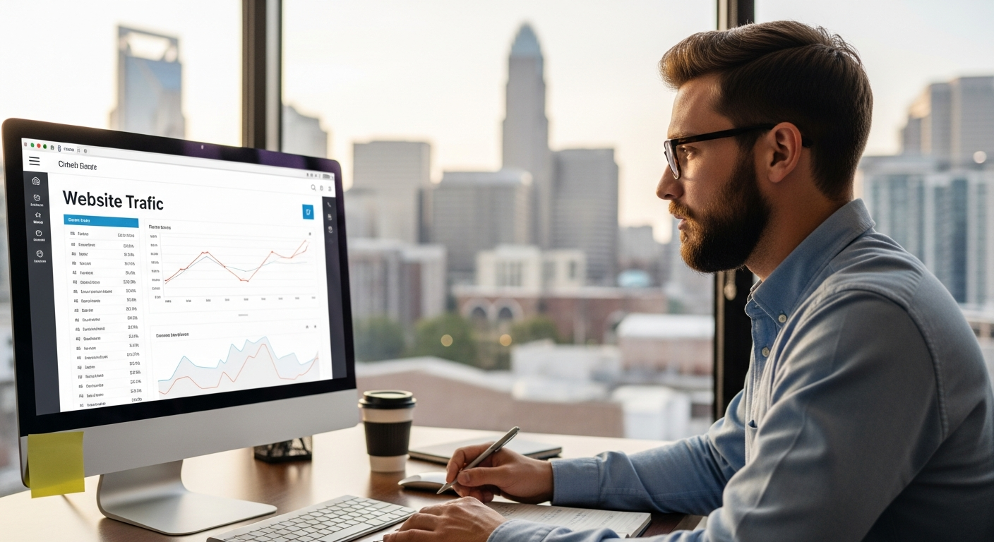 business owner analyzing website data