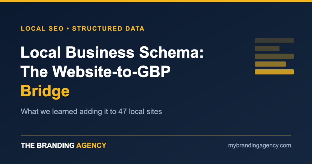 The Branding Agency: local business schema is the website-to-GBP bridge